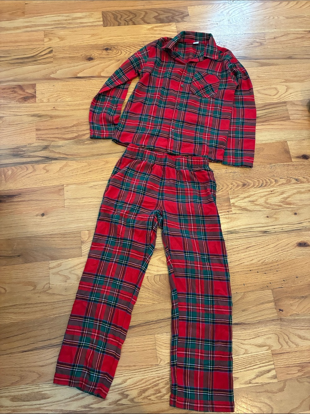 Old Navy Red and Green Plaid Kids Pajama Set